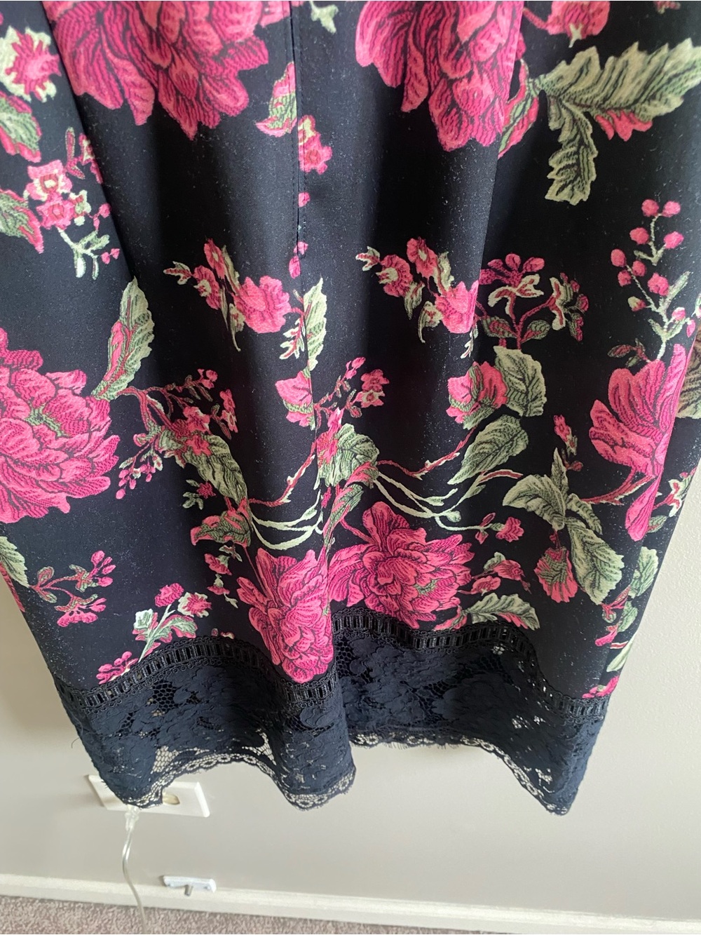 Tadashi Shoji Black Lace Midi Dress with Pink Floral Embroidery - Picture 11 of 13